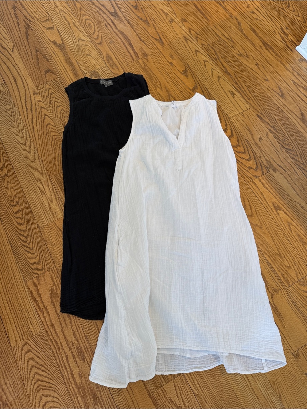 Black & White Sleeveless cotton Midi Dresses - 2 Pack